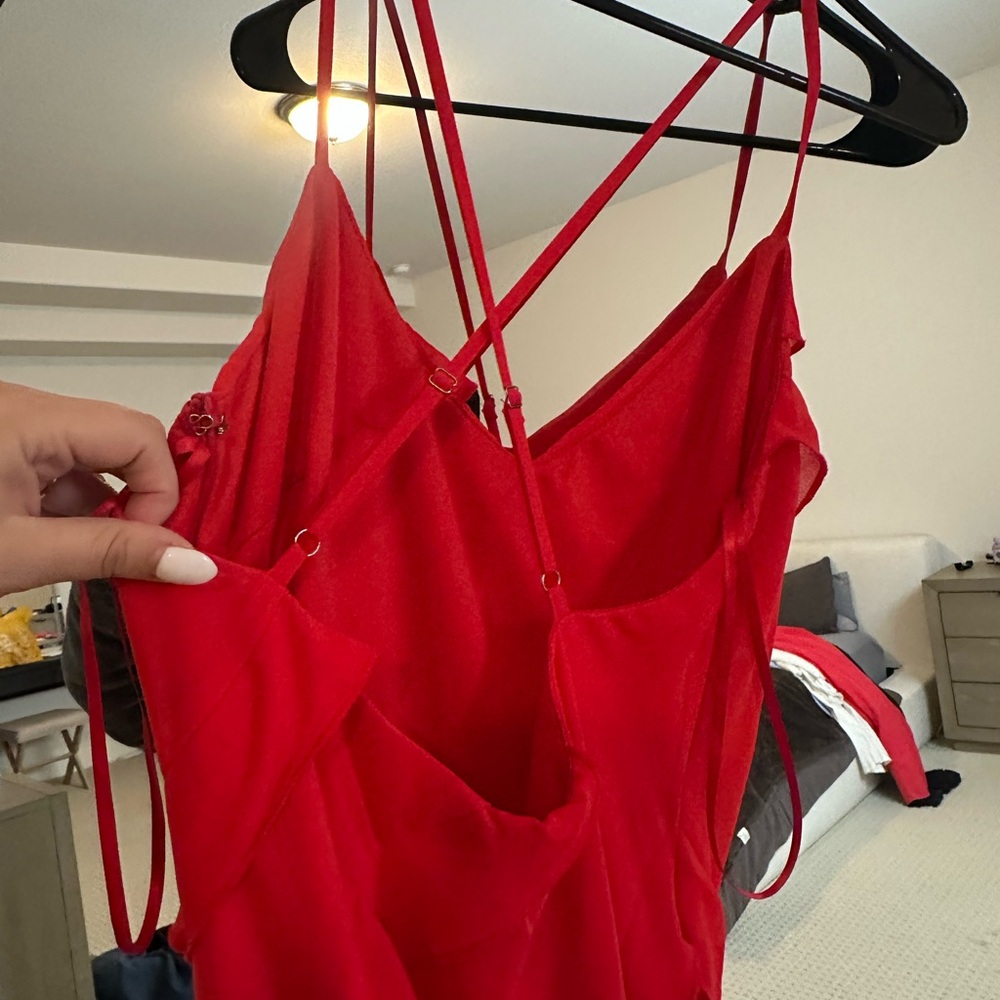 White Fox Boutique Red Maxi Dress with Strappy Back